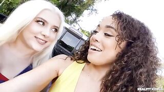 Two young girls shared a quarterback's huge cock