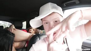 A pick-up guy found a girl on the street and fucked her together with friend
