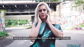 Blonde MILF gets fucked right on the public street
