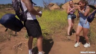 Two girls were taken and fucked on the hike by a crowd