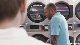 Not doing the laundry, but the neighbor in a steamy encounter