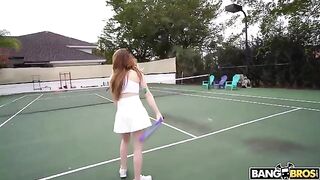 The girl is getting fucked on the tennis court