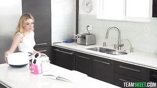 The girl is having a sweet treat and getting fucked hard