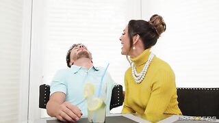 A classy suburban lady gets her bush watered by a stranger