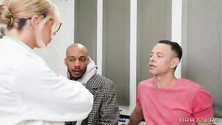 A doctor is double penetrated by two nymphs-patients