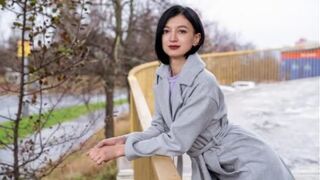 A quiet little Russian brunette gets fucked on the street