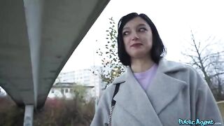 A quiet little Russian brunette gets fucked on the street