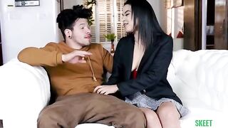 The girl next door is very fond of jerking cocks