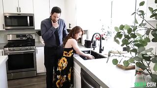 The babysitter fantasies about sex while doing her duties