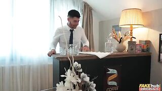 A man with a big dick in the mouth of a sexy MILF