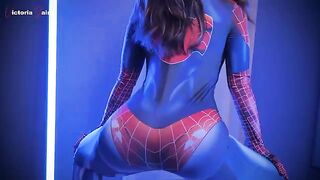 A seductive girl in a latex Spider-Woman suit gets fucked hard in this hot parody