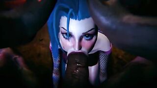 Jinx and Vi fucked by a huge black cock in an intense 3D scene