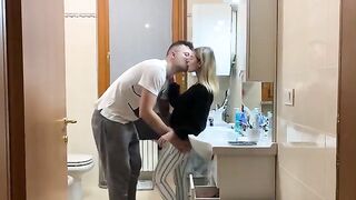 The girl locked in the bathroom wants to be fucked by someone