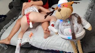 A girl shows her husband that she wants a threesome, but with a toy first