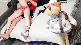 A girl shows her husband that she wants a threesome, but with a toy first