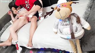 A girl shows her husband that she wants a threesome, but with a toy first