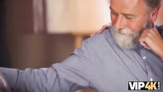 An old man seduced the hot girl, satisfying their sexual desires