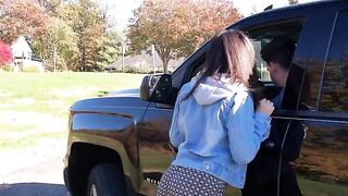 The hot girl was picked up by a driver and had to pay with sex
