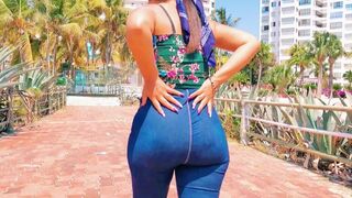 The guy shot cum on the ass of his sexy girlfriend with thick Latin ass