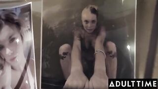 Gabbie Carter lets her husband and wife fuck her in a steamy threesome