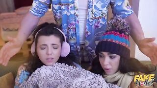 Their sweet pussies are dripping wet, a sight to see in this steamy threesome