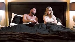 A night of passion with a beautiful woman on the bed