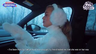 A beautiful and slutty college girl gets fucked by stranger in car