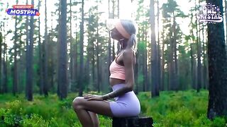 A cute girl was sucking her neighbor's cock in the forest, it was awesome