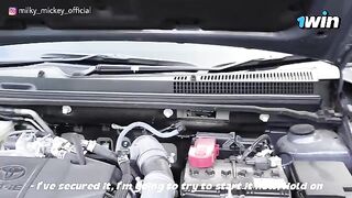 A girl was fucked by a stranger who helped her fix her car