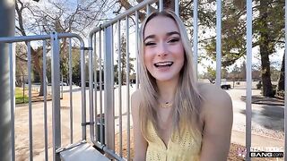 A cute girl rubs her pussy while driving, mimicking the intense pleasure she’s experienced in similar steamy scenes