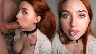 A guy taught the girl to suck cock and she became a slut