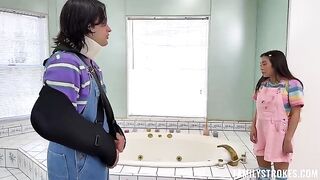 Two guys fuck young beauty, saving her from nothing