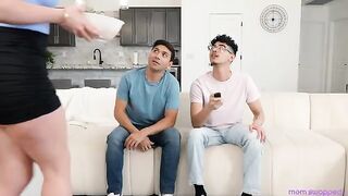 Two mature ladies are swapping their sons to get them fucked