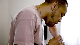 A black guy licks the pussy of his blonde mistress