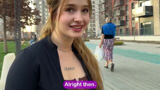 An amateur guy shows his cock to the girl and she fucks with him