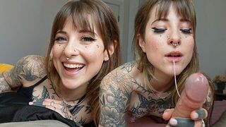 Hot tattoo girl gets her throat used in an intimate encounter