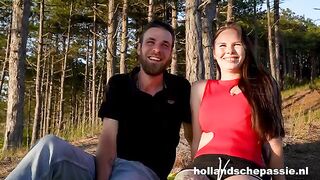 A girl in the forest is very want to fuck with someone
