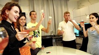 The beginning of a great orgy, where hot teens celebrate in the most daring way
