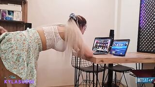 A stunning blonde babe gets fucked hard after playing for money