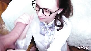 A cute Russian girl got her face covered with cum - hiYouth