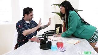 A girl gets special treatment from her boyfriend in a passionate encounter