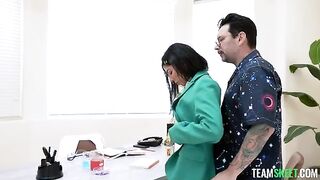 A girl gets special treatment from her boyfriend in a passionate encounter