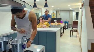 Fella fucked appetizing girl before dinner