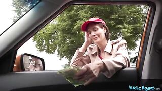 It's easier to pay for the trip with a blowjob. A hot brunette in action