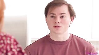 The guy met a sexy stepmom and fucked her on the table in the kitchen