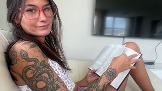 The guy is studying the possibilities of different poses during sex