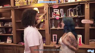 The client likes his girlfriend's holes filled with the shop owner's stock