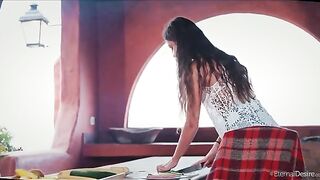 The girl caressed herself and her fingers, she could not resist