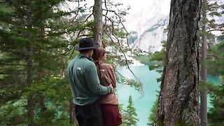 A couple enjoyed romantic sex right in the forest