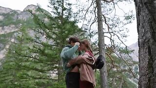 A couple enjoyed romantic sex right in the forest